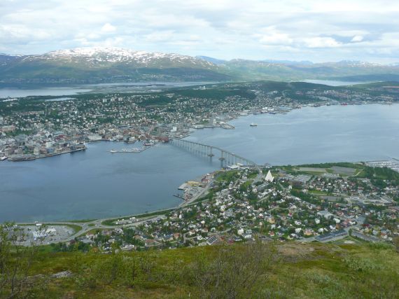 Tromsoe cityscape and bridge
